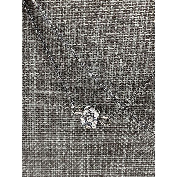 Gunmetal Gray Crystal Ball Station Beaded Long Necklace Dainty - Picture 6 of 9